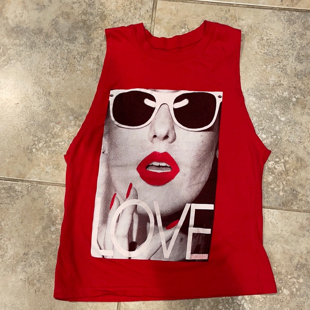 On Fire Juniors Medium Muscle shirt Red Love